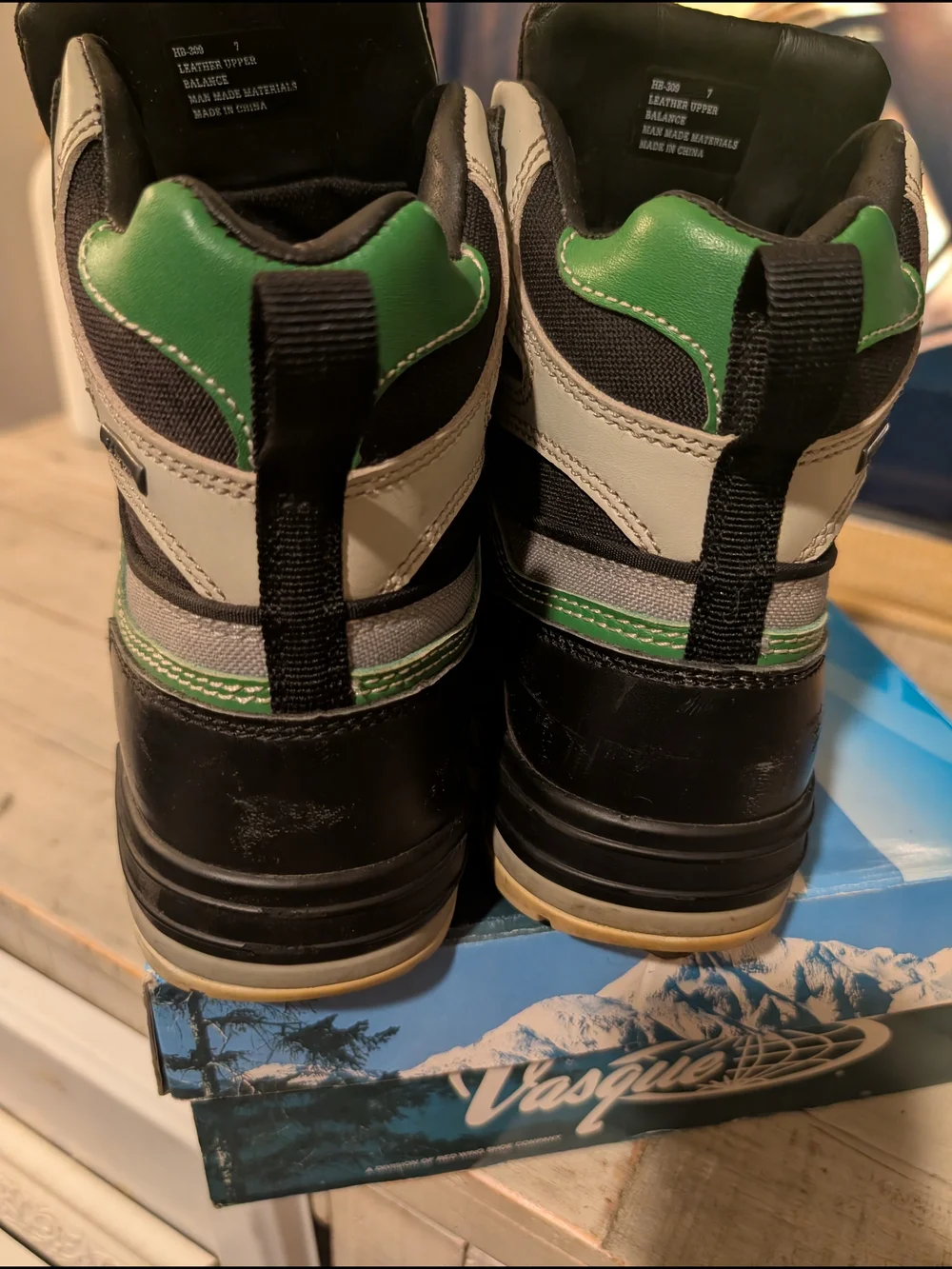 Vasque Boys Ankle Hiker Boots Leather Lace-Up Green/Gray/Black US 7 EU 39.5